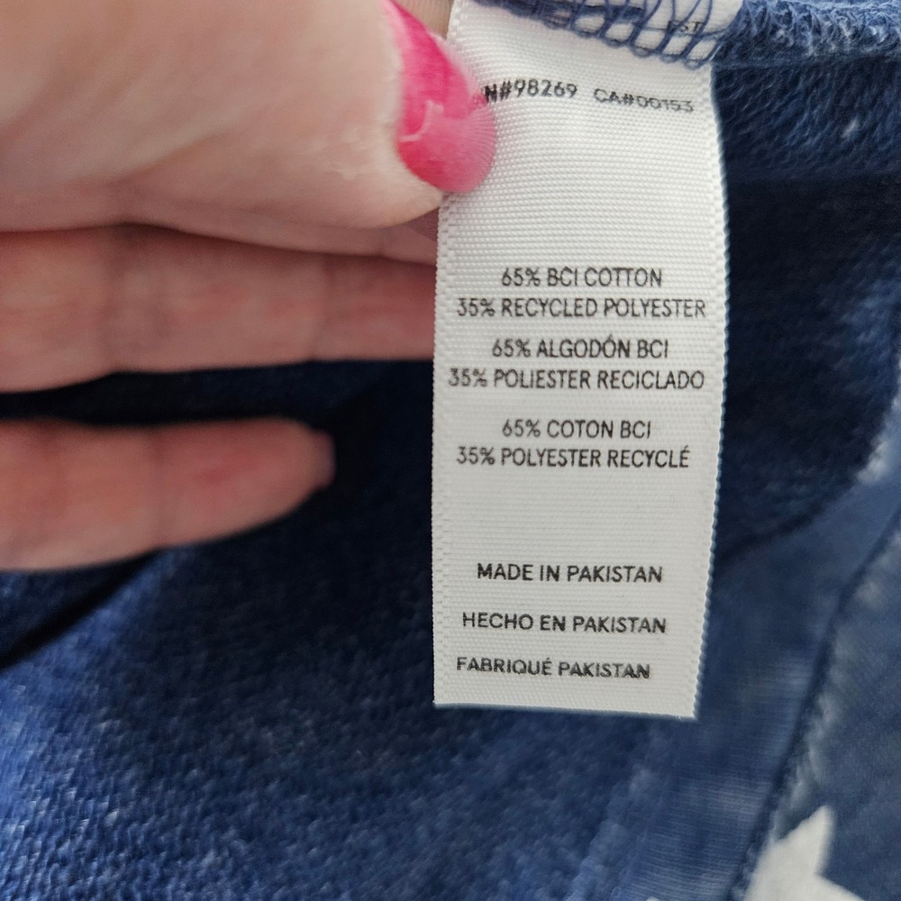 Alternative Apparel Womens Blue Star Print Raglan Sweatshirt Raw Hem Large - Picture 5 of 10